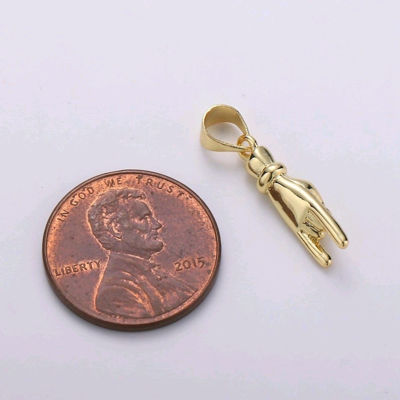14k Gold Filled Mano Cornuto Charm Italian Horn Hand Pendant for Good Luck DIY