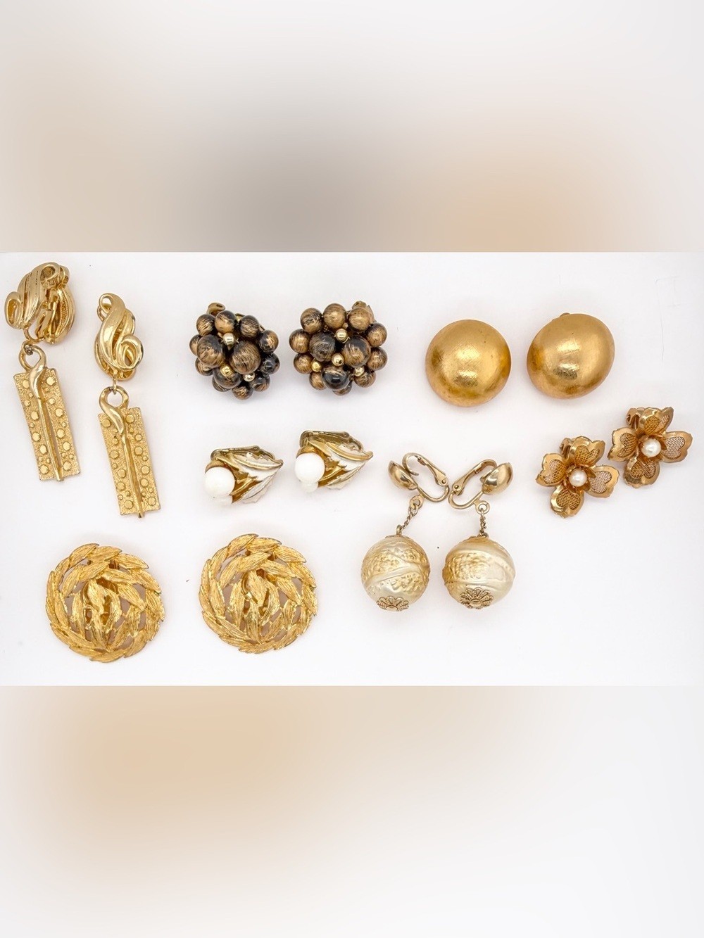 Vintage Estate Gold Tone Clip on Earring Lot Gold Tone Costume Jewelry