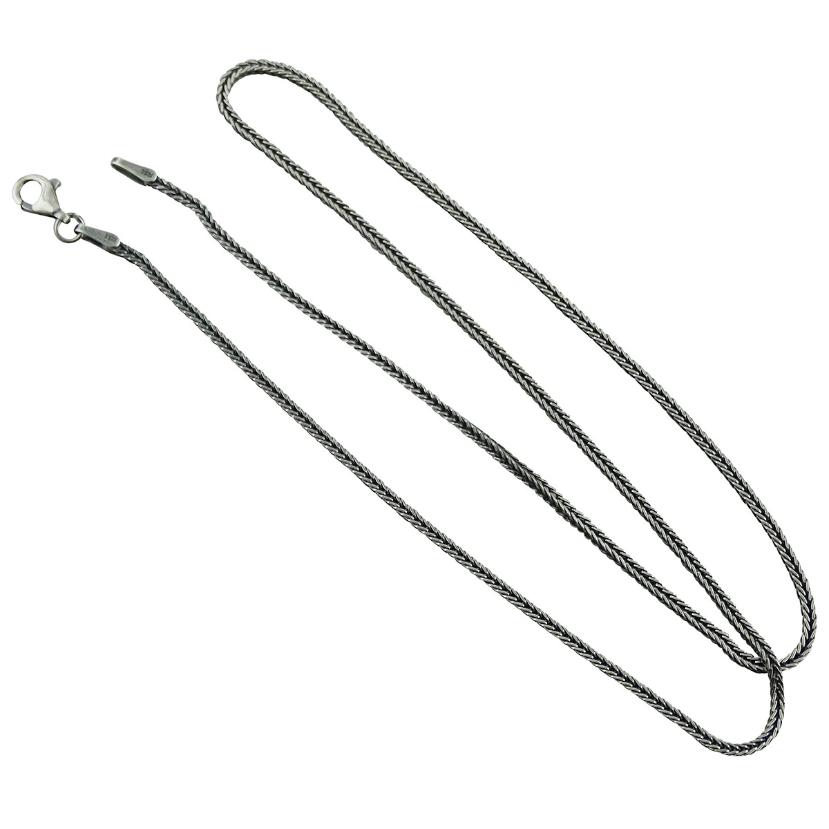1.5mm Oxidized Square Foxtail Chain 925 Sterling Silver Antique Finish Necklace
