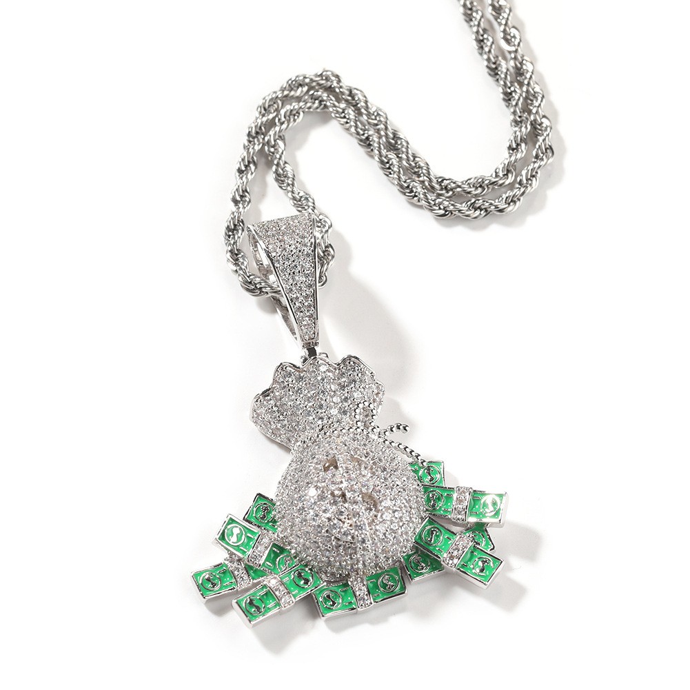 Handmade Green Accent Cash Charm Zircon Pendant With Free Chain A+++++