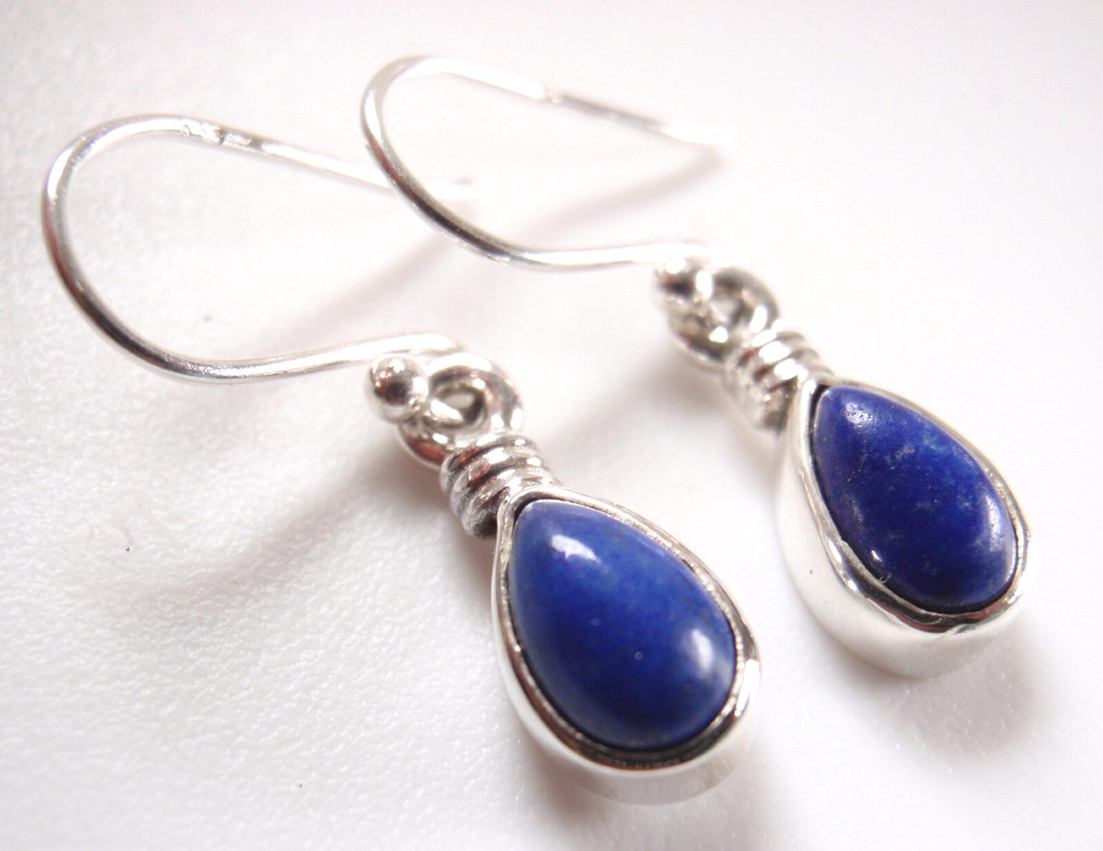 Lapis Lazuli Teardrop 925 Sterling Silver Dangle Earrings Small