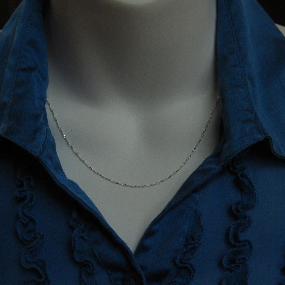 925 Sterling Silver Chain Necklace-Singapore chain-Finished ,Ready to Wear-1mm
