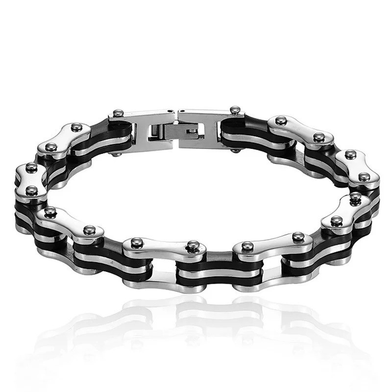 Stainless Steel 8.5 in Solid Motorcycle Bike Chain Design Bracelet Men’s Jewelry
