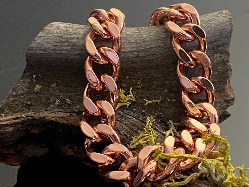 Pure Solid Copper Bracelet Arthritis Cuban Chain Curb Link Rider Bracelet CJ-13