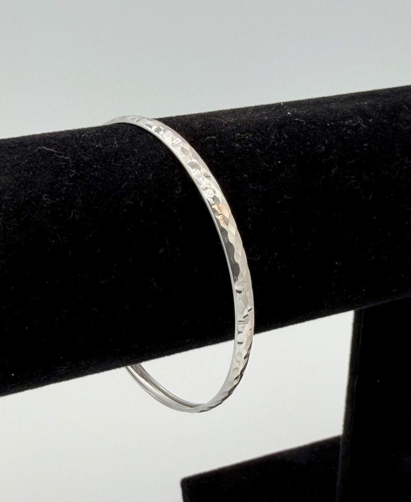 925 Sterling Silver Hammered Textured Bangle Bracelet 4.2mm 4g New