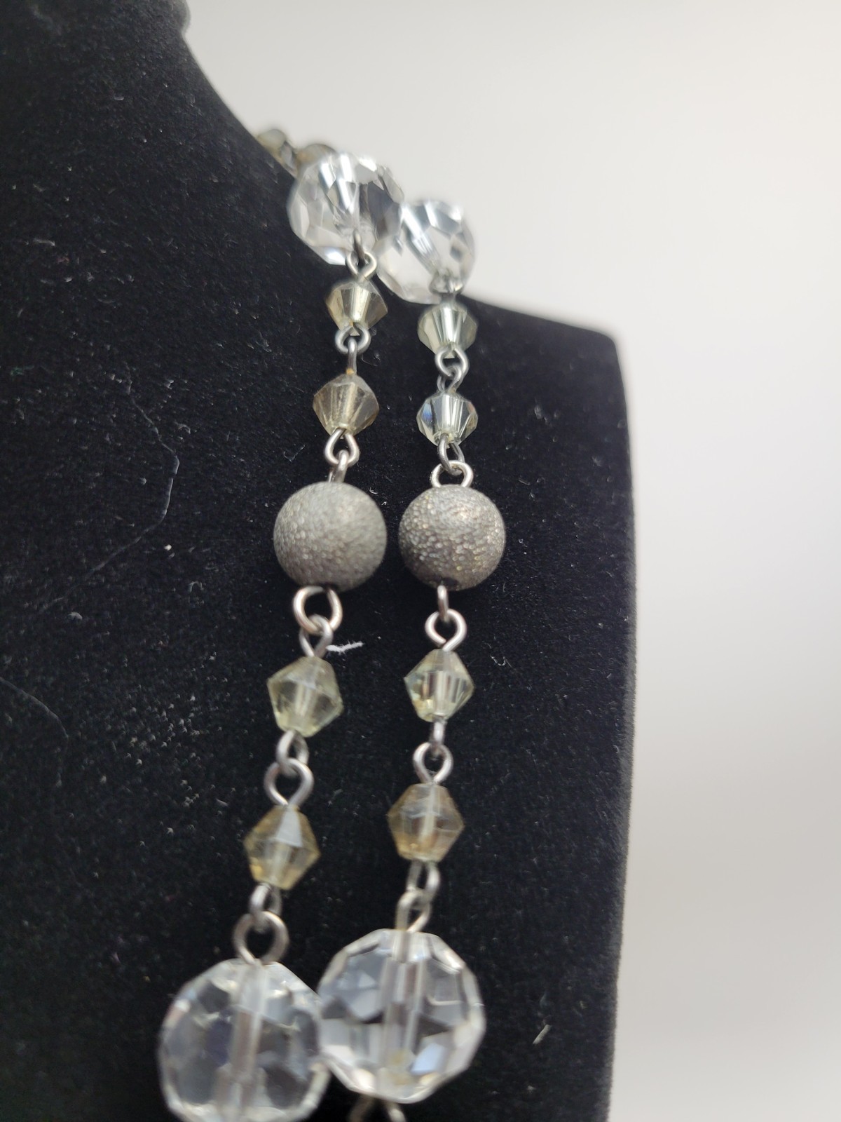 White House Black Market Silver-Tone Crystal Bead Long Necklace Two Strand…