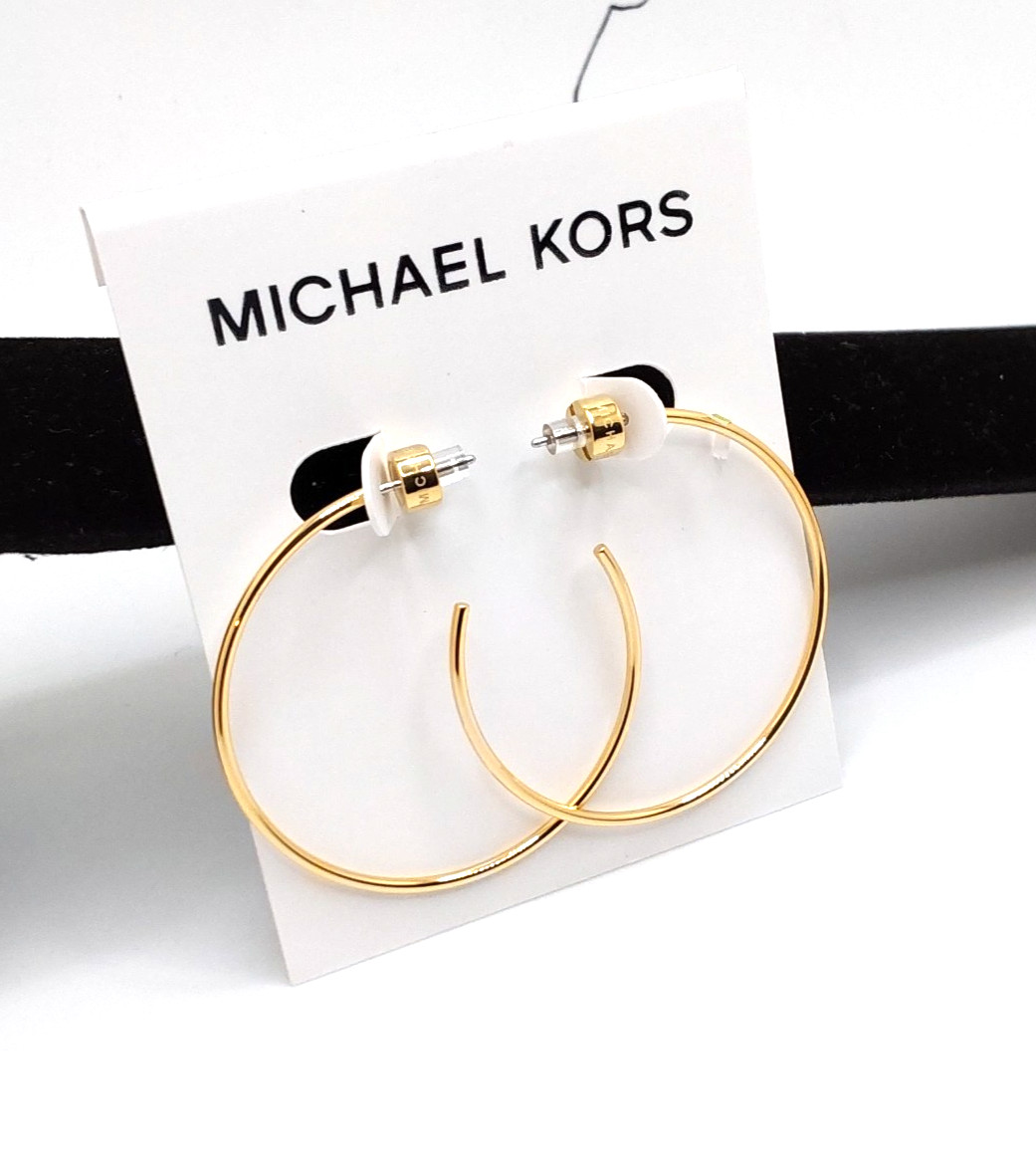 Michael Kors Minimalist Thin Gold Tone Hoop Earrings