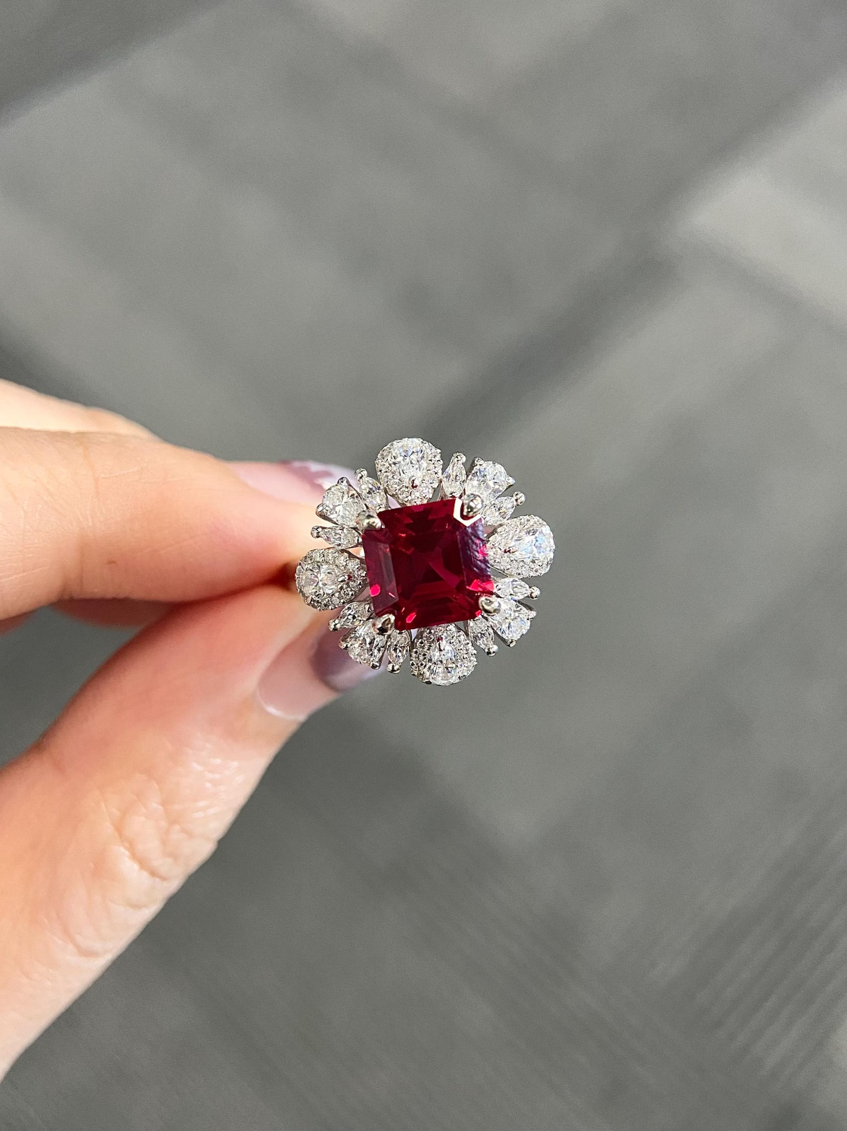 3.00 Ct Princess Cut Natural Ruby Diamond Engagement Ring 14K Solid White Gold 5