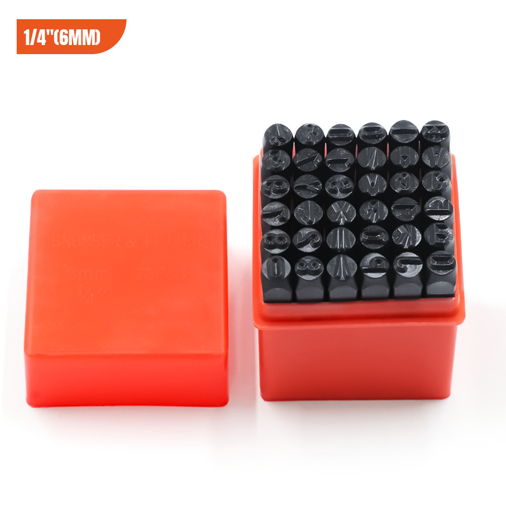 6MM 1/4″ 36PC Letter & Number Stamp Punch Set Hardened Steel, Metal Wood Leather