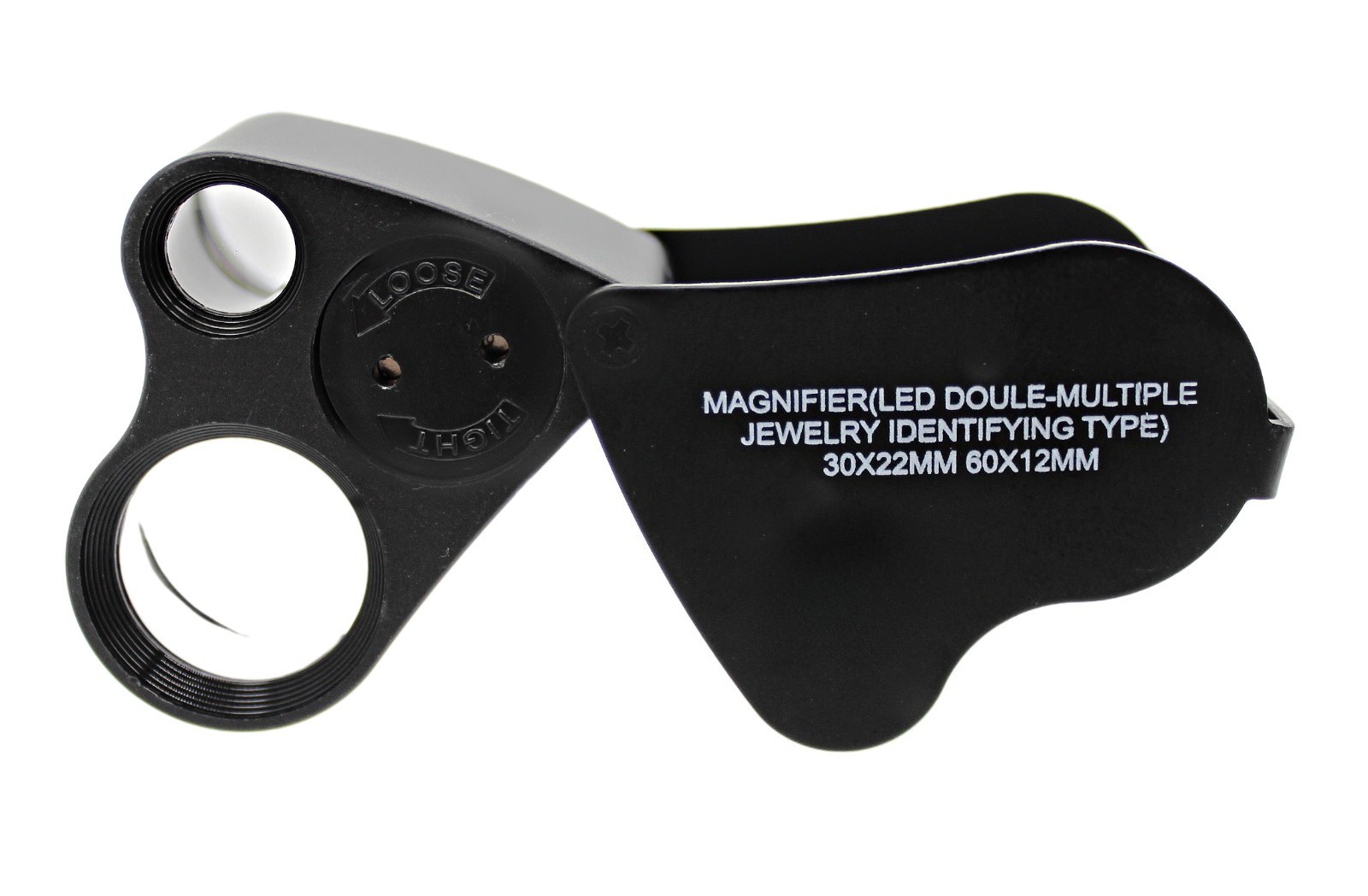 30X 60X Illuminated Jewelers Eye Loupe Foldable Magnifier Bright LED Light Black