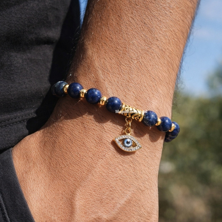 Lapis Lazuli Evil Eye Bracelet Crystal Healing Good Luck Protection Jewelry Gift