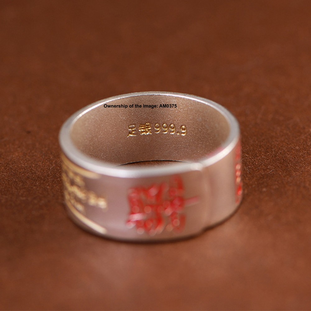 Solid 999 Pure Silver Five Fortune Gods Adjustable Ring 8-10 Wealth Attracting