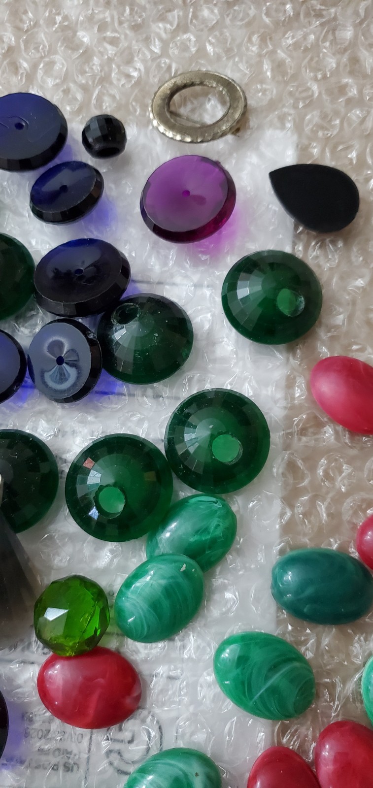 Vintage 1950s Transparent Lucite Cabachons Purple Forest Green Midnight Blue +