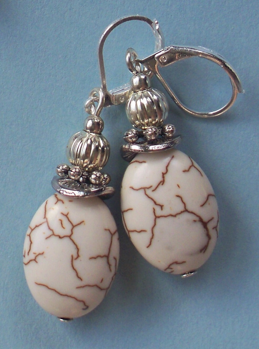 white HOWLITE drops & dangle Lever back handcrafted YOU CHOOSE X3