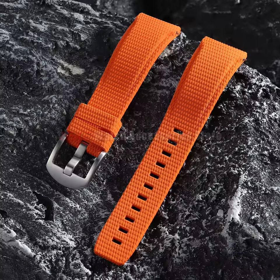 Curved End FKM Rubber Watch Strap 20mm 21mm 22mm Military Sport Band