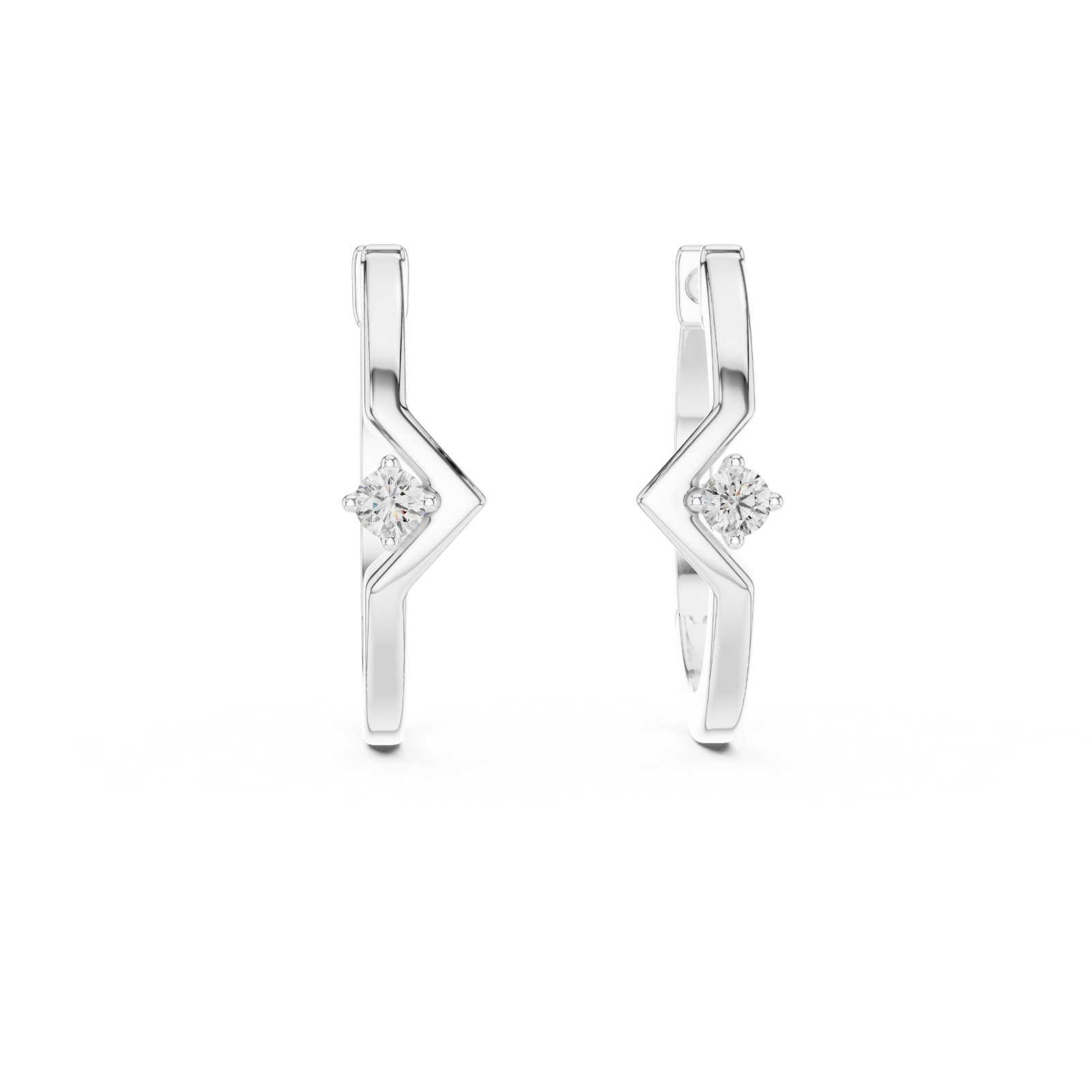 Lab Created Genuine Diamond Hoop Earrings in 925 Solid Sliver