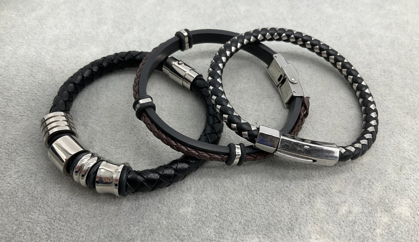 Michael Kors leather & stainless steel bracelet set in box *see description* N6
