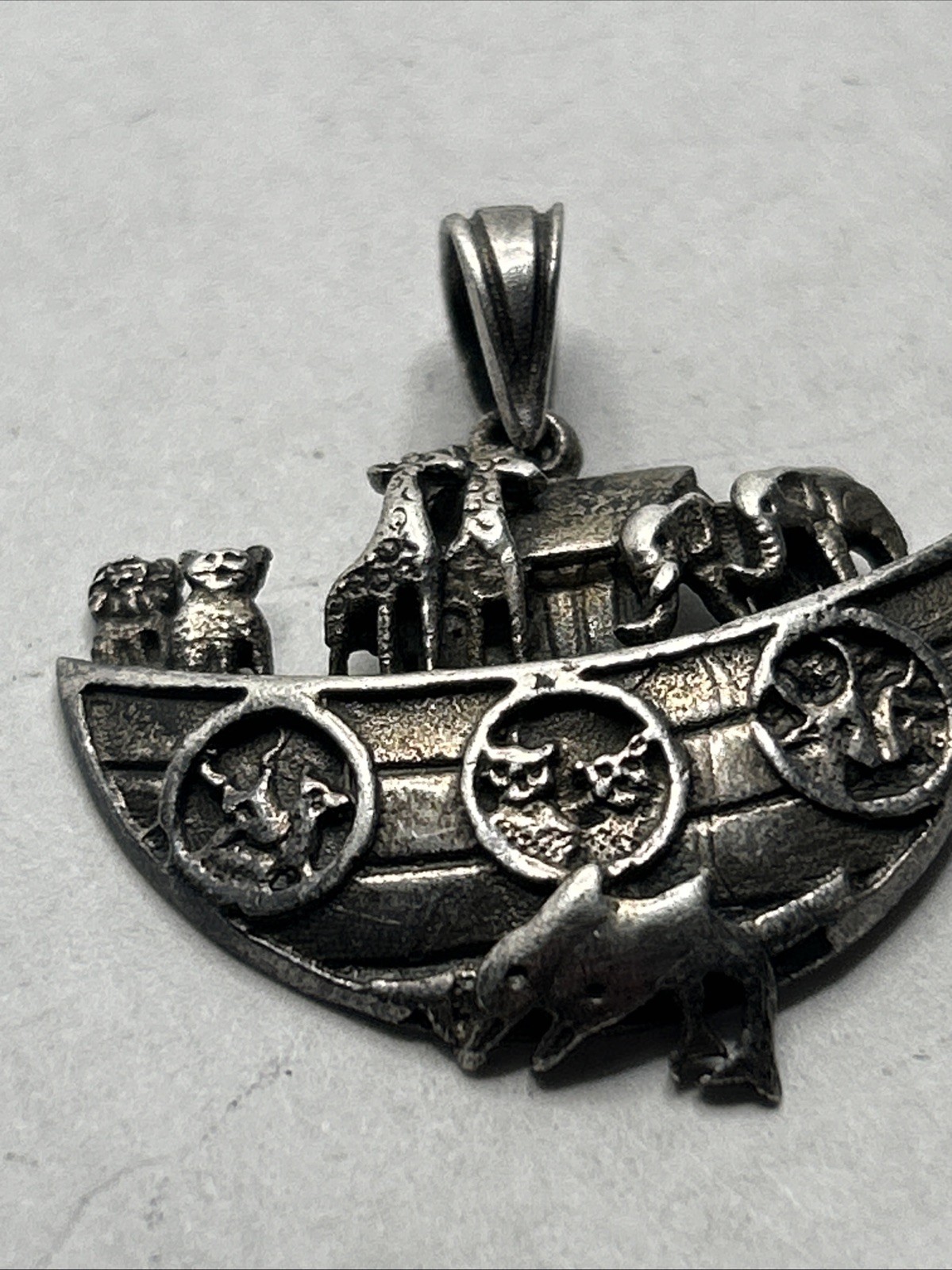 925 Sterling Silver Noah’s Ark Pendant Animals Biblical