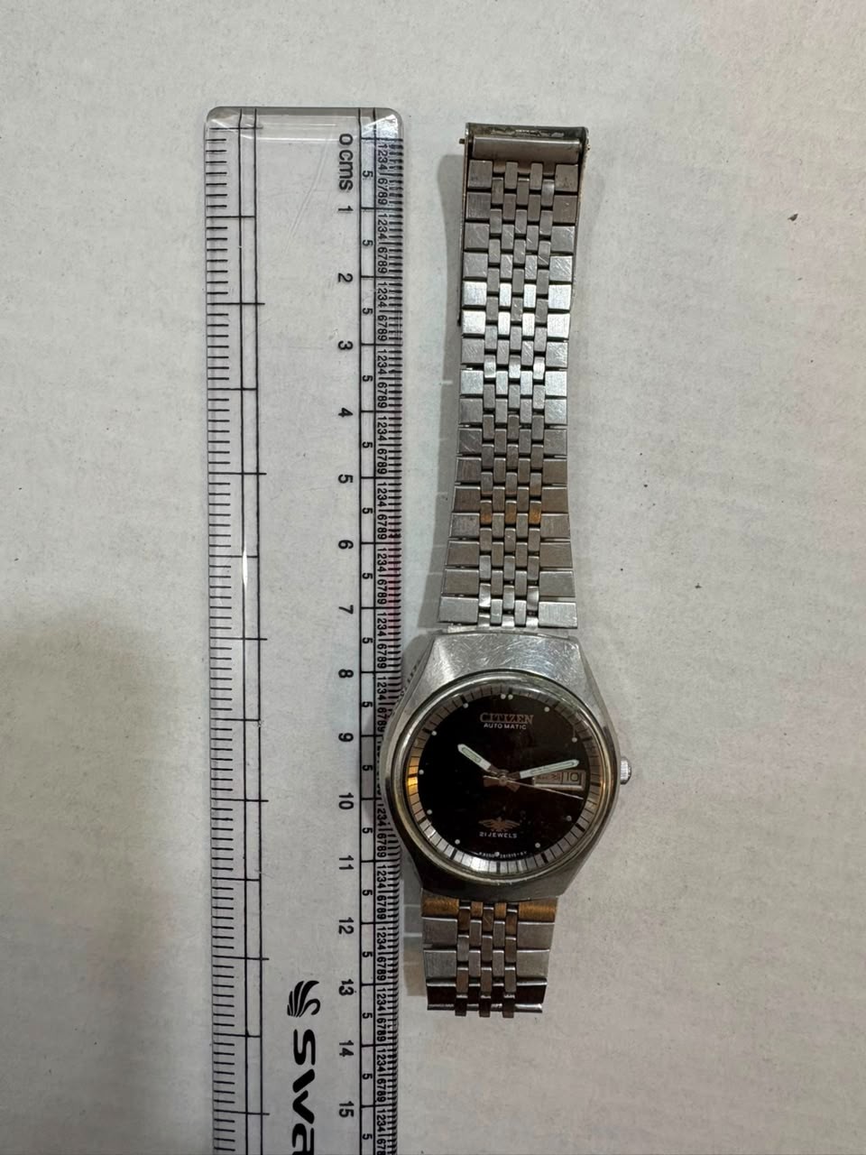 Vintage Citizen Eagle 7 Automatic 21 Jewels 4-280334 KT Black Arabic Dial Watch
