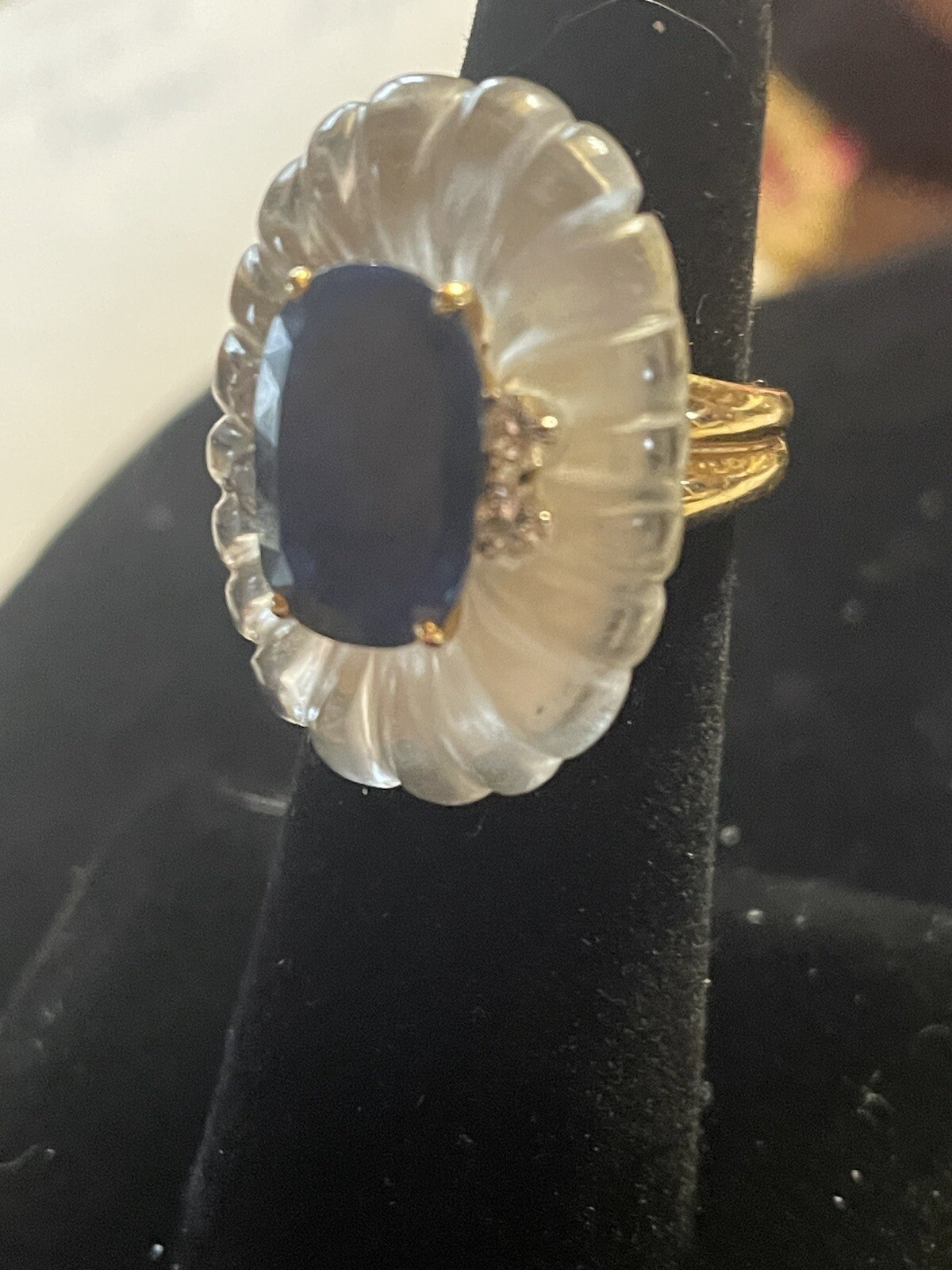 18 k Yellow Gold Sapphire and Diamond Ring.One Of A Kind See Note In Description