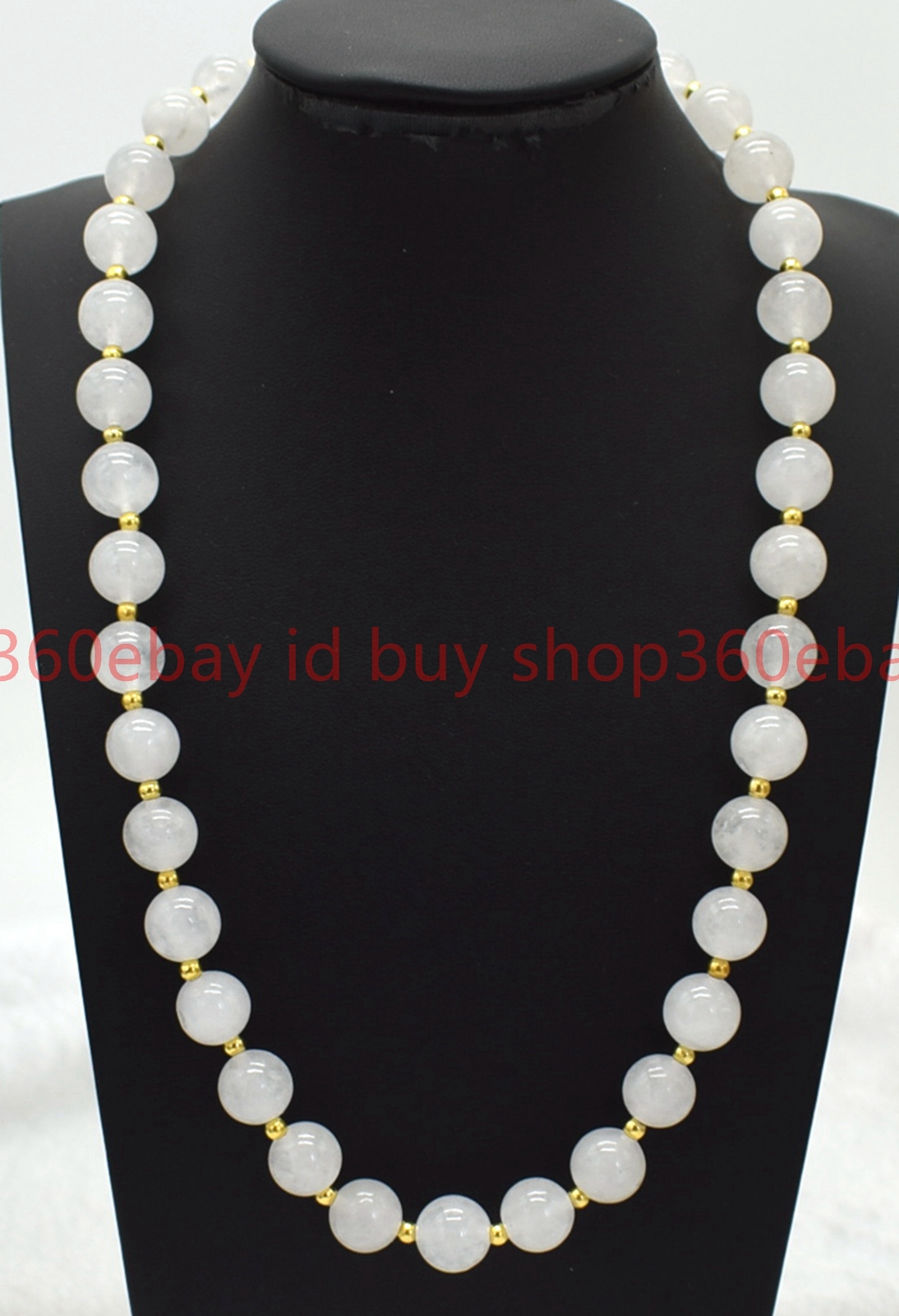 Beautiful Natural 6/8/10/12mm White Jade Round Gemstone Beaded Necklace 16-28in