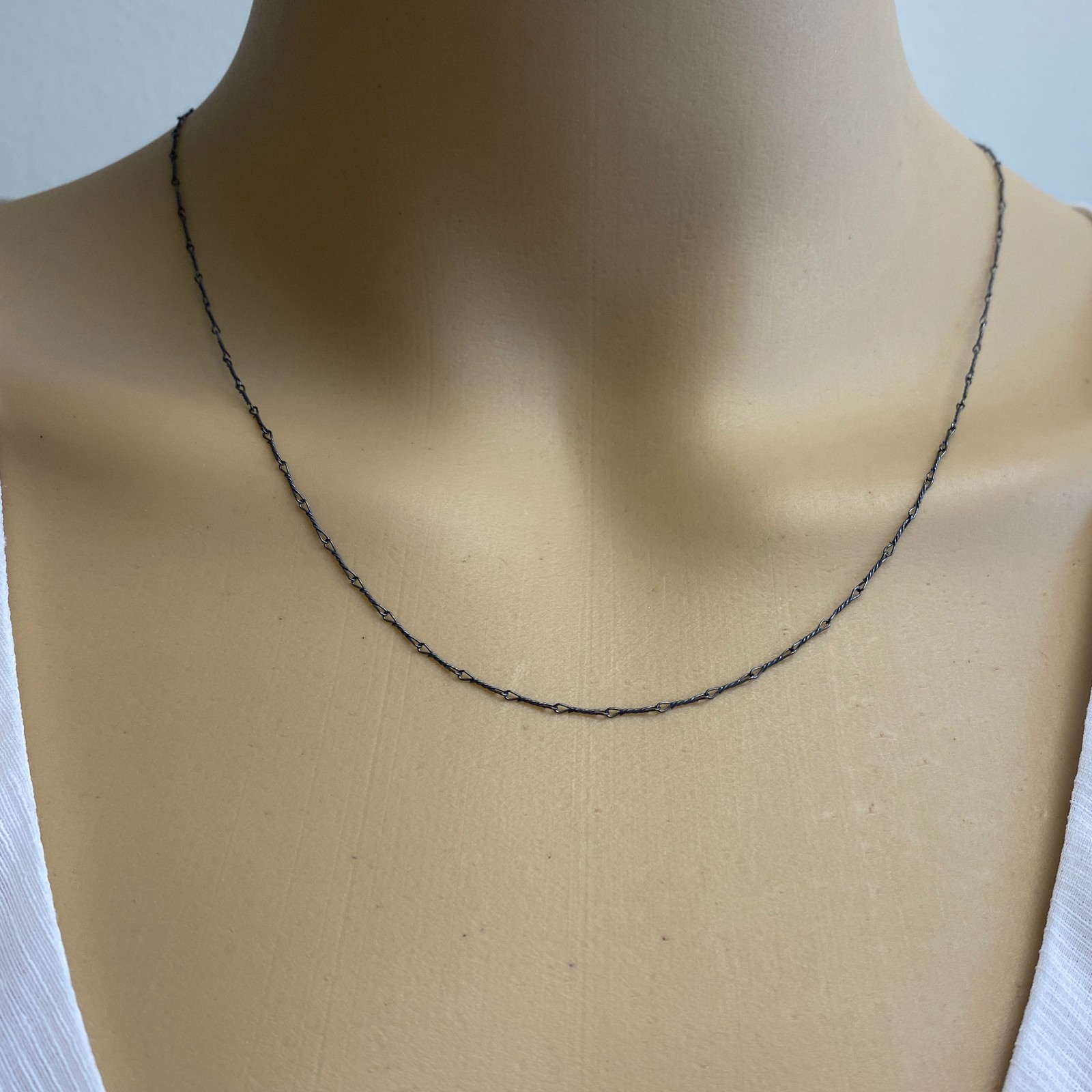 Oxidized Sterling Silver Fancy Twisted Unique Chain Necklace-(16″-36″)