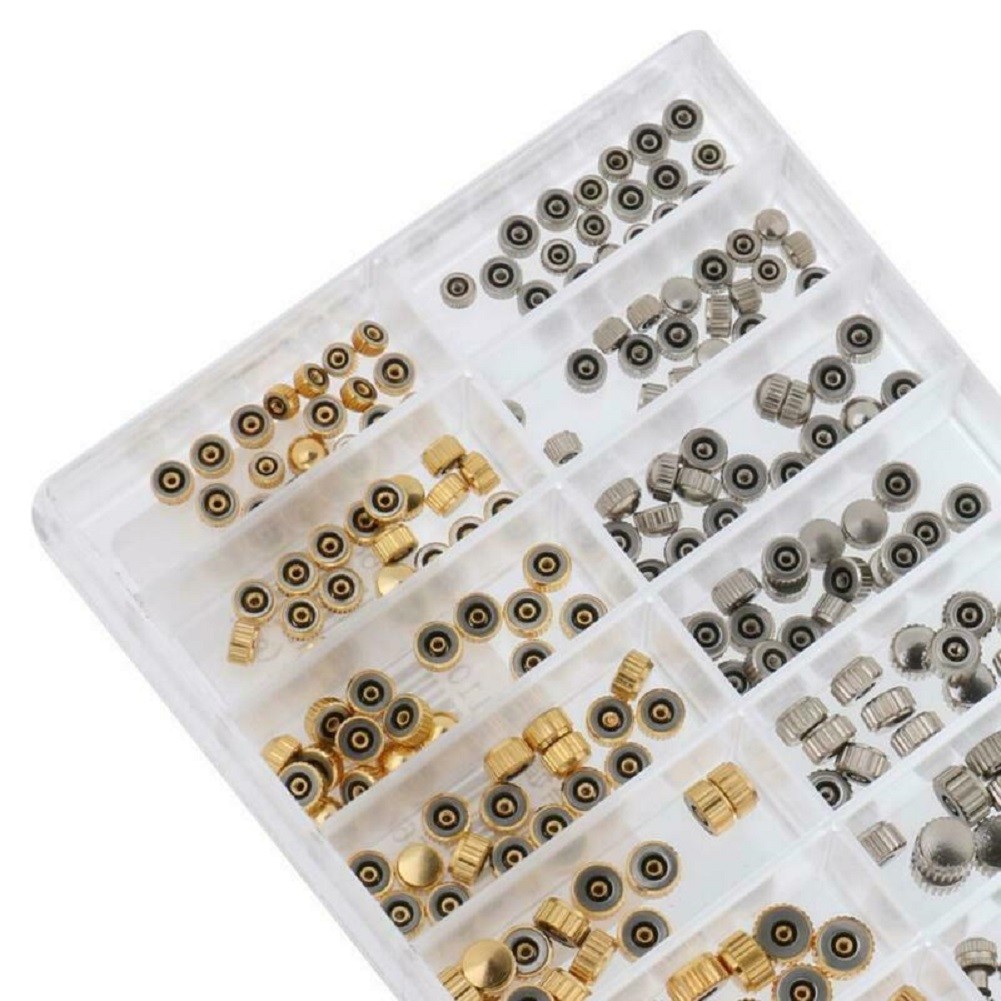 Mixed Sizes Silver Gold Watch Stem Crown Repair Parts Assortment Set Gold Silver