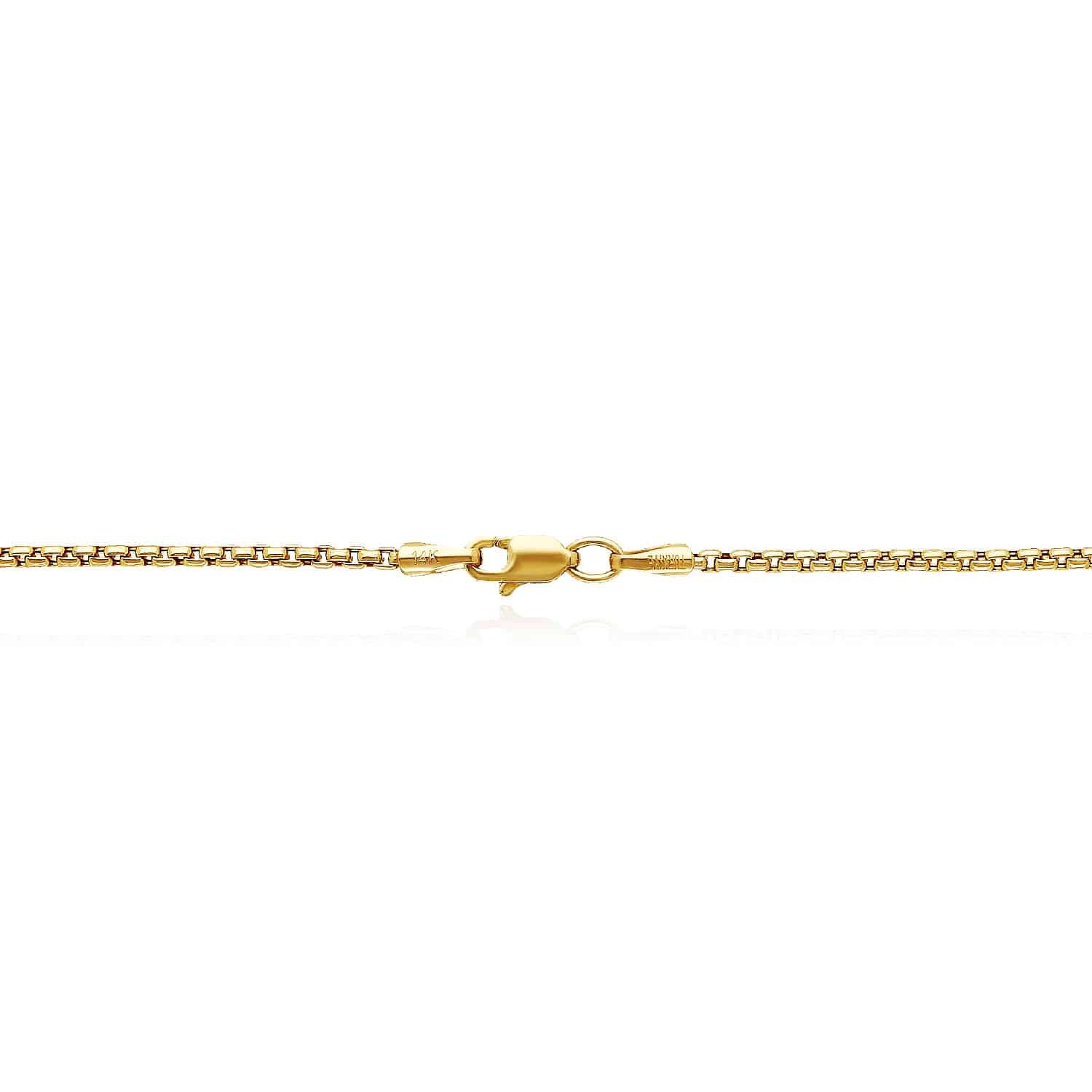 14K Real Gold 1.7mm Solid Round Box Necklace 16″-24″