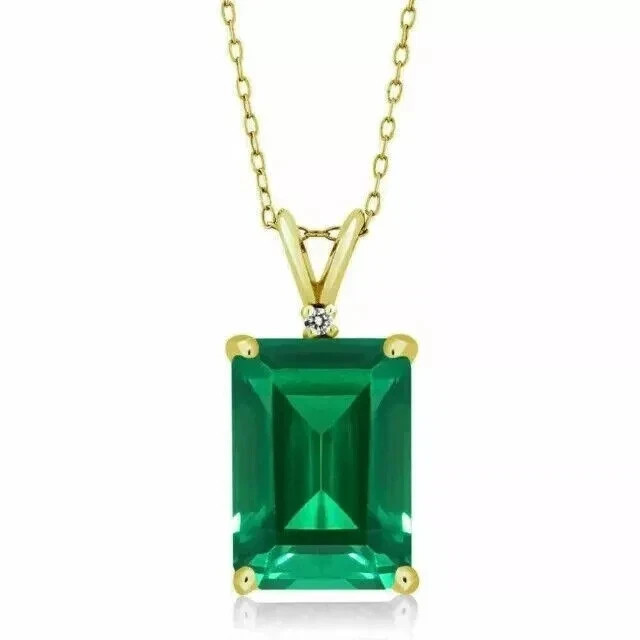 2Ct Emerald Cut Lab-Created Green Emerald Women’s Pendant 14K Yellow Gold Plated