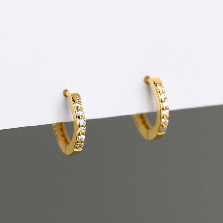 925 Sterling Silver Huggie Hoop CZ Earrings Children Toddler Girls Size 6mm C4