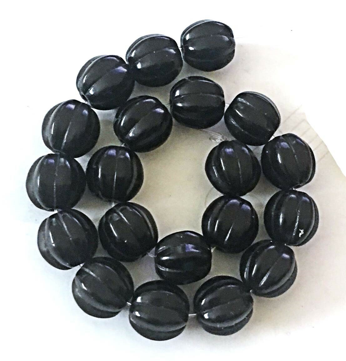 10mm Black Howlite Turquoise Fluted Melon Round Beads (20)