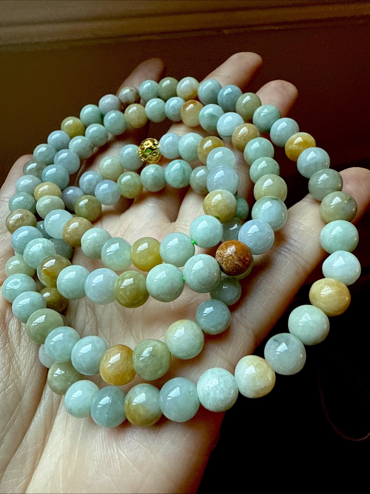 Untreated Grade A Myanmar Jadeite Bead Necklace 純天然翡翠A貨 老坑糯冰多包超长项链 7.6 Mm