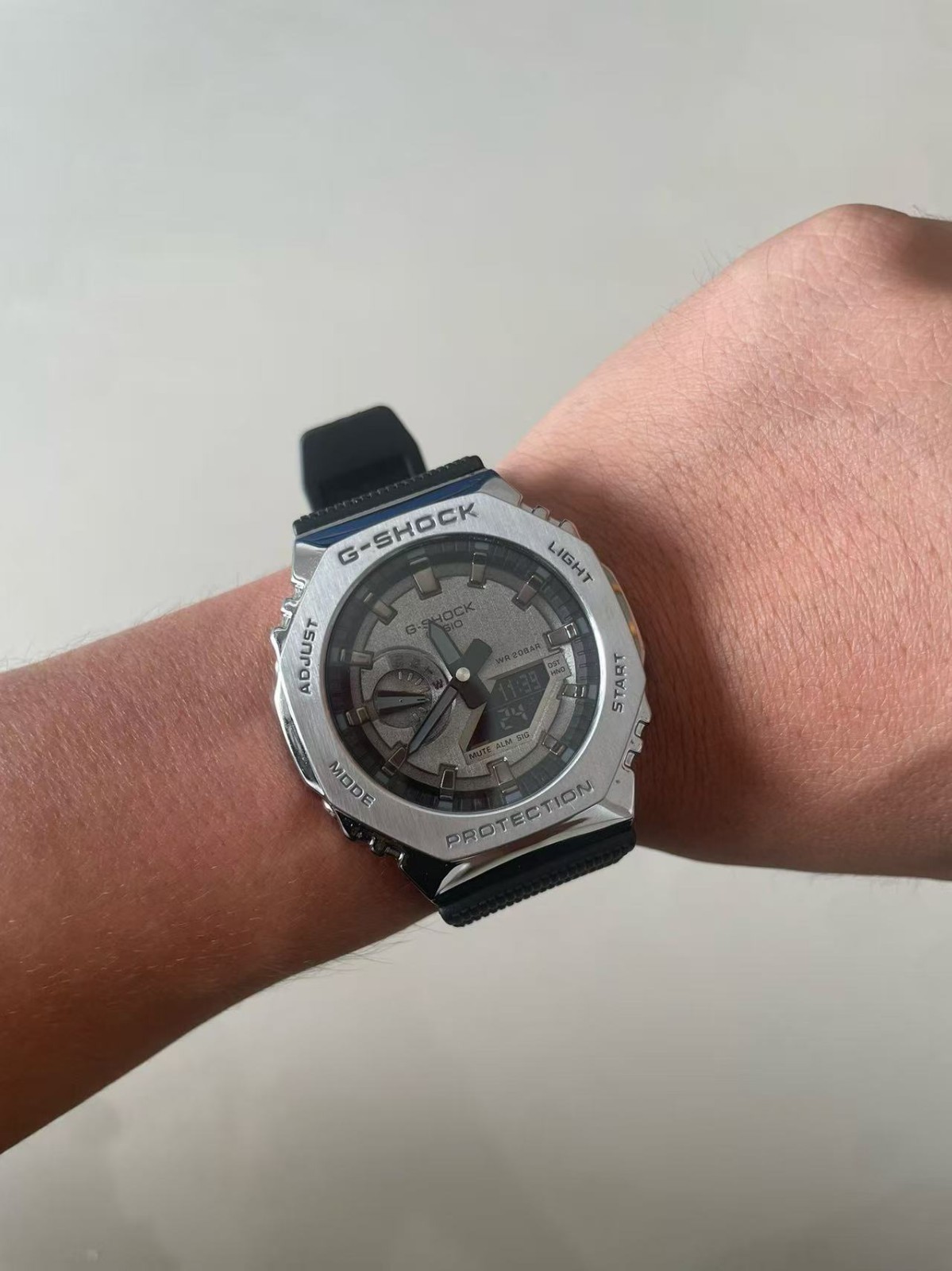Casio CasiOak GM2100 White Dial Black Strap Octagonal Metal Case Men’s Watch