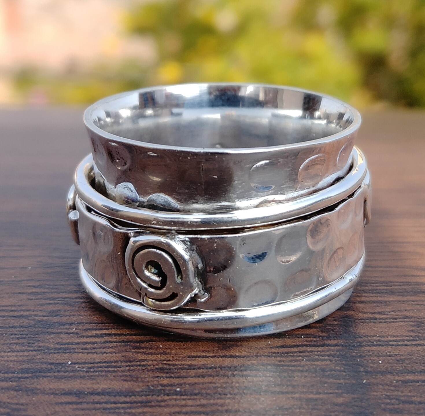Solid 925 Sterling Silver Wide Band& Spinner Ring Handmade Ring All Size-U-55