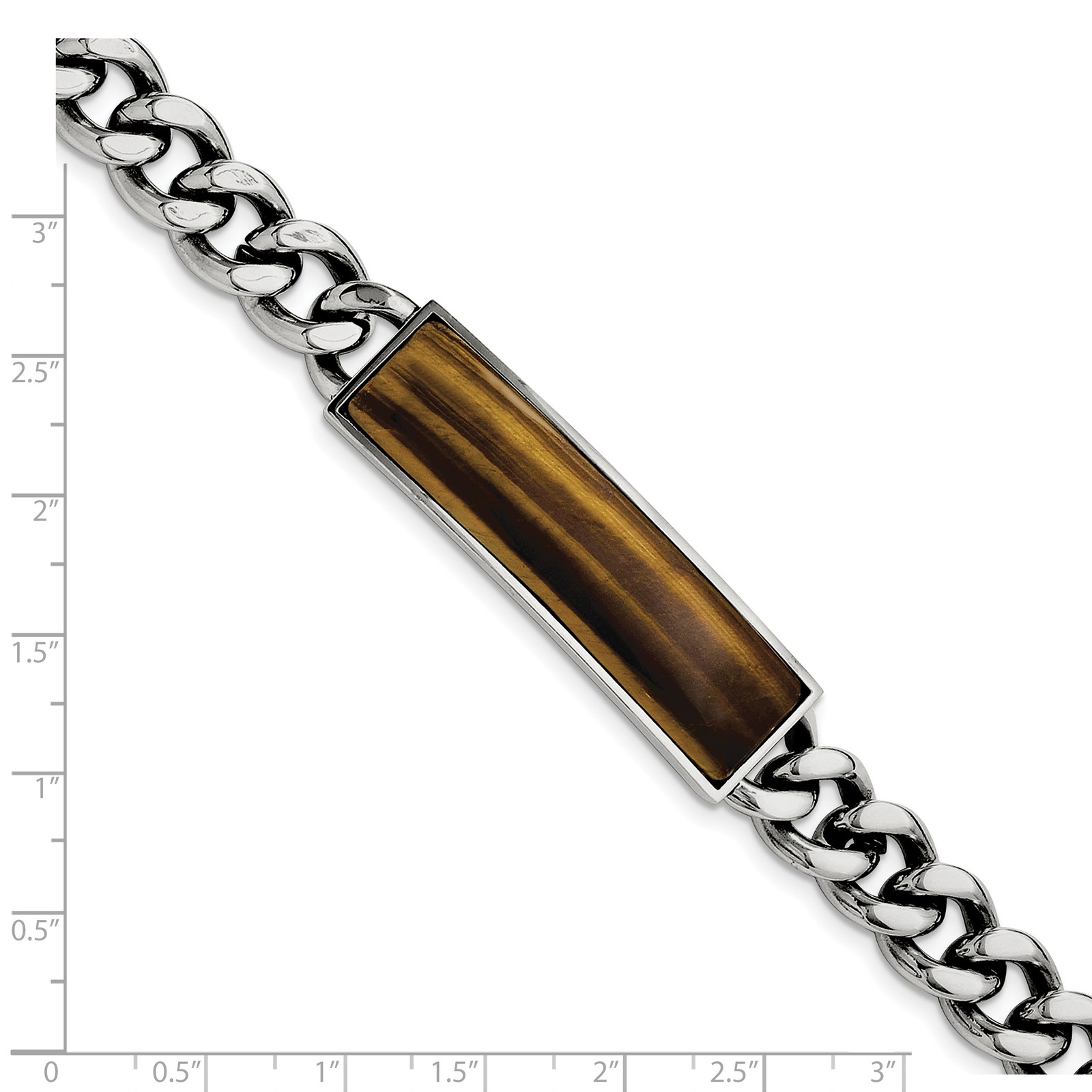 Chisel Stainless Steel Polished with Tiger’s Eye Inlay 8.25 inch ID Bracelet SRB