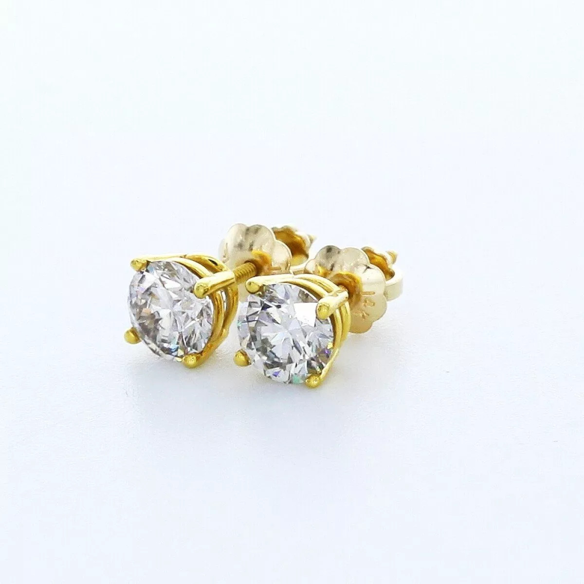 Stud Earrings Classic Solid 14K White Gold 1.40 CT Round Natural Diamond G SI1