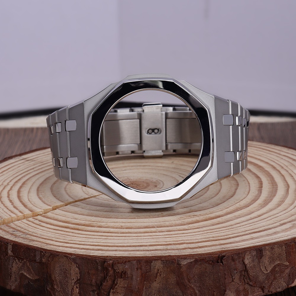 44.3mm Watch Case Strap Modify casio GA-2100 casioak Mods Silvery 316L Stainless