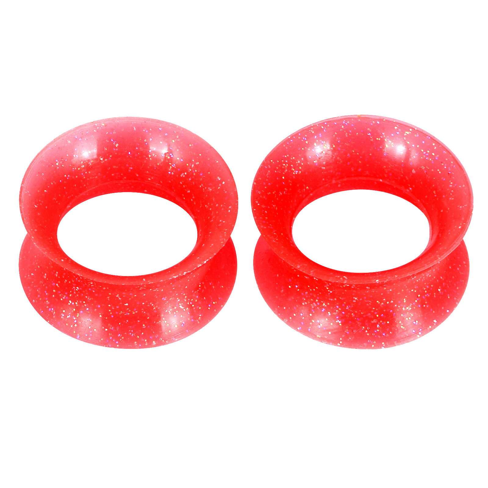Pair Thin Silicone Ear Tunnels Gauges Plugs Glitter Earskin Stretchers 2g-3/4″