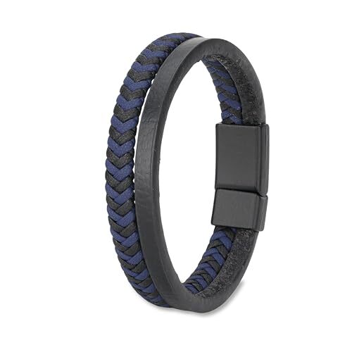 Handmade Leather Bracelet for Men – Braided bracelet with steel clasp made of
