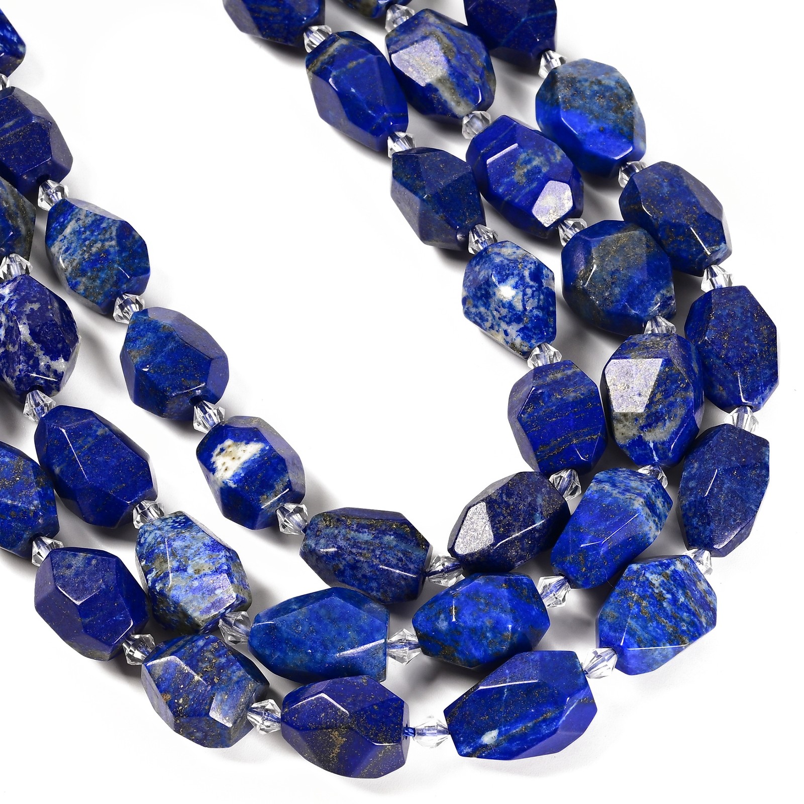 Natural Lapis Faceted Rice Nugget Chunk Beads Size 13-15×18-20mm 15.5″ Strand