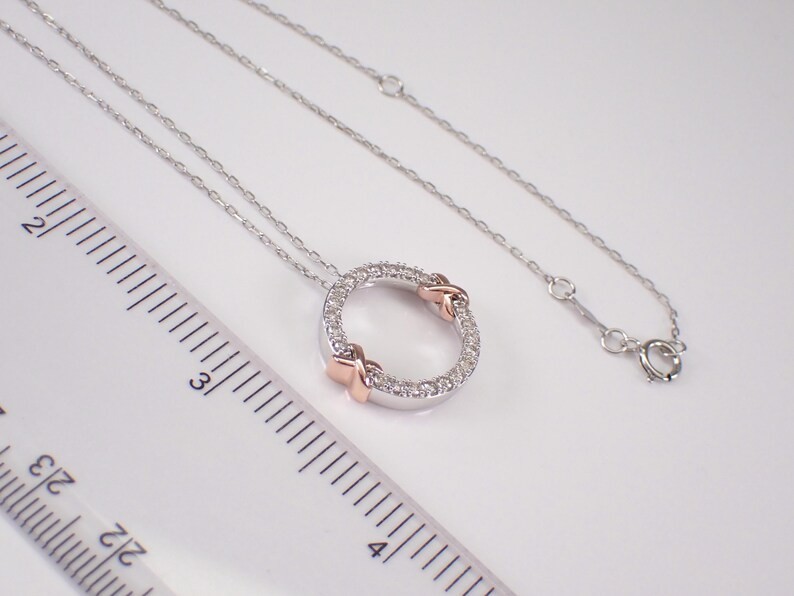 2.00Ct Real Moissanite Circle Charm Pendant 14K Two Tone Gold Plated Free Chain