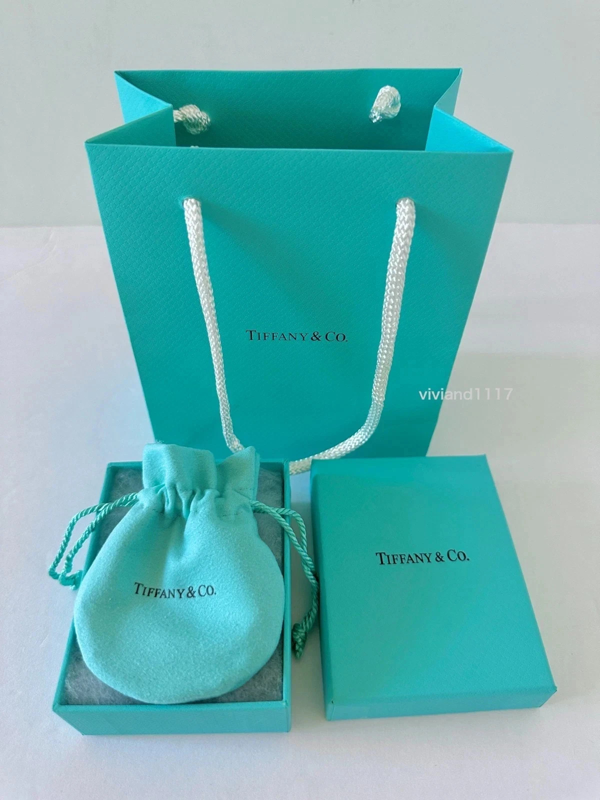 Tiffany & Co Empty 3.75″ x 3″ x 1.5″ Blue Gift Box/Travel Pouch 2pc set