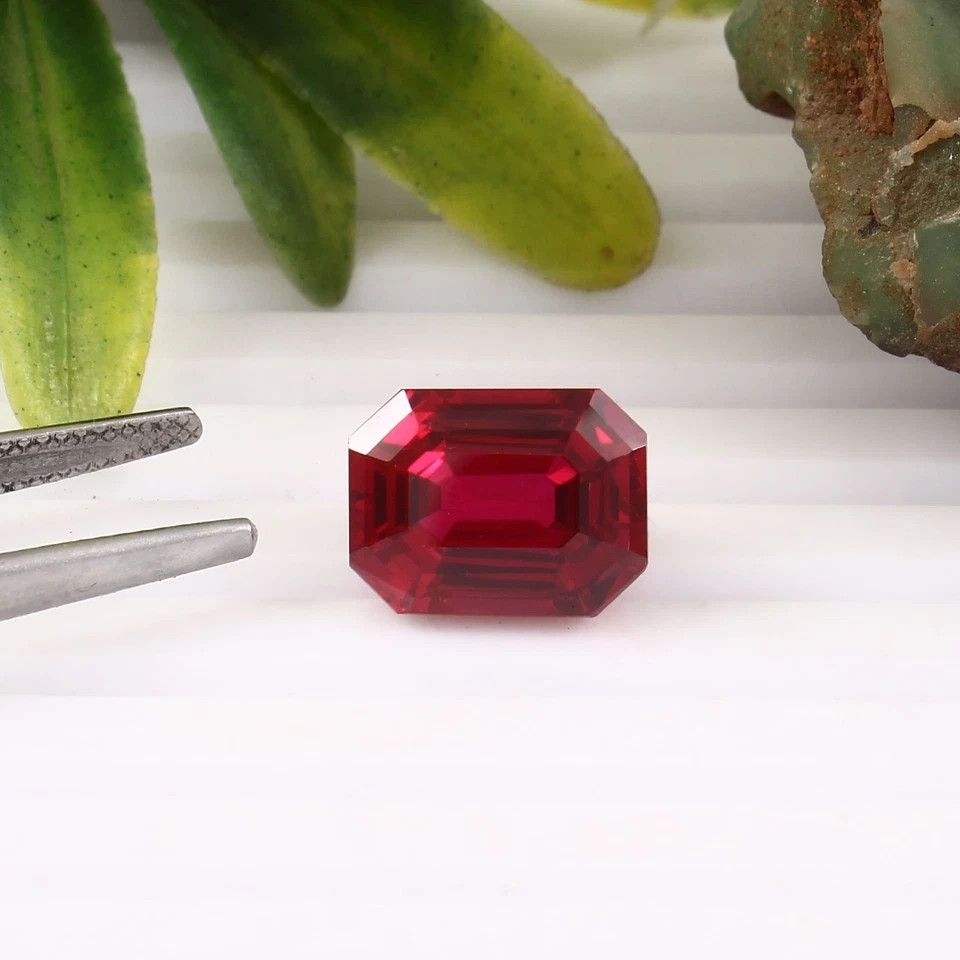 AAA 9×7 MM Flawless Blood Red Ruby Emerald Cut VS1 Quality Loose Gemstone 4PCS