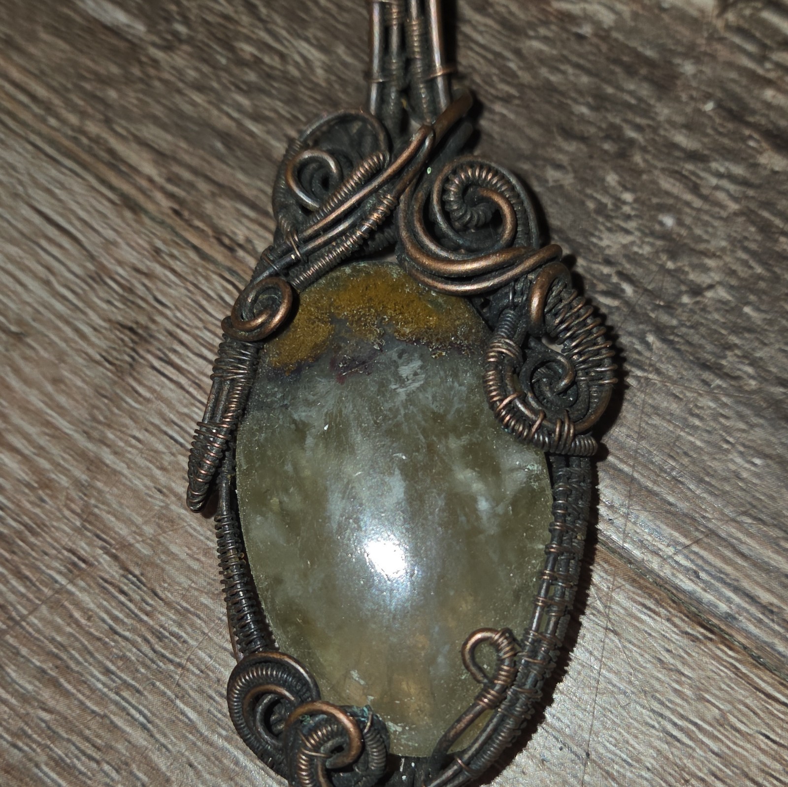 Handcrafted Bohemian Copper Wire Wrapped Multicolor Cabochon Amulet Lot of 5