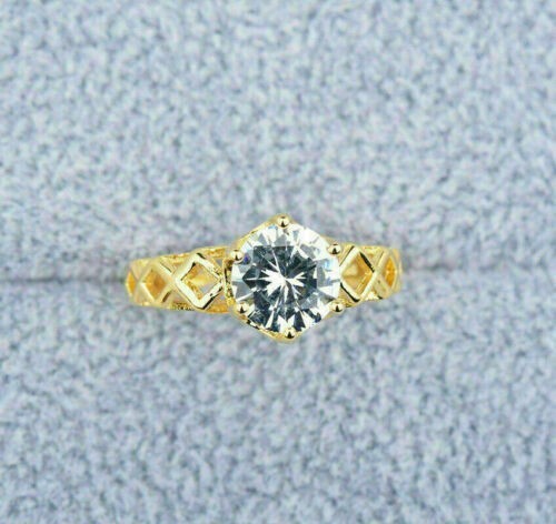2 Ct Round Cut Simulated Diamond Engagement Wedding Ring 14K Yellow Gold Plated