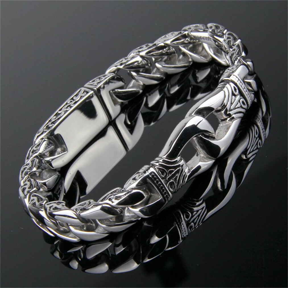 Mens Heavy Sturdy Alloy Motorcycle Biker Chain Bracelet Wristband Gift New USA