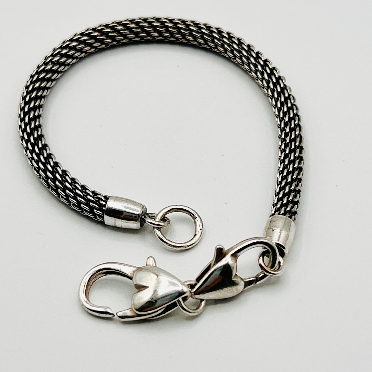 Brighton Beverly Mesh Charm Bracelet Silver Tone Bead Lobster Clasp Stack