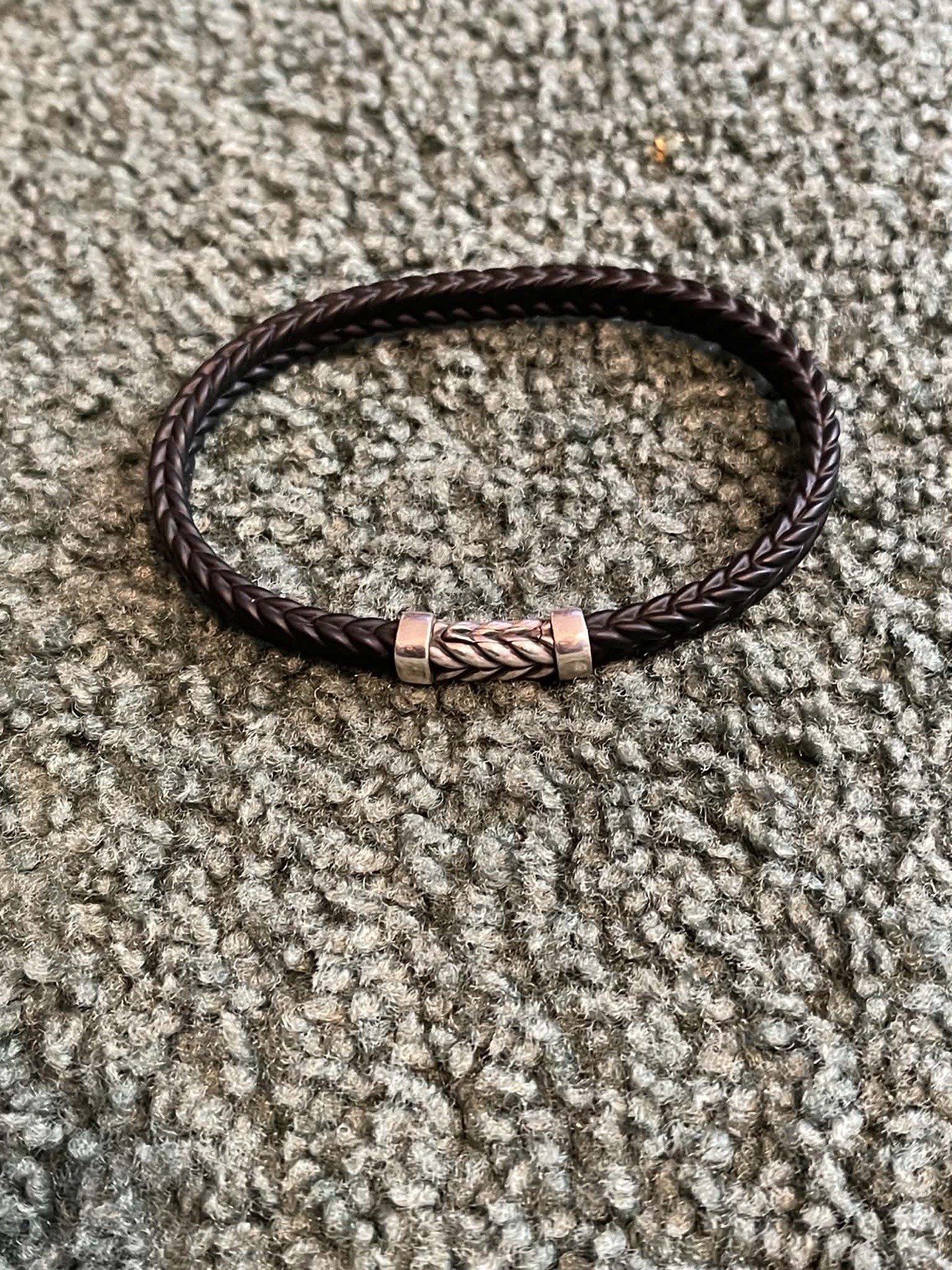 David Yurman Chevron Bracelet Black Rubber 925 silver, 5mm 8.5″