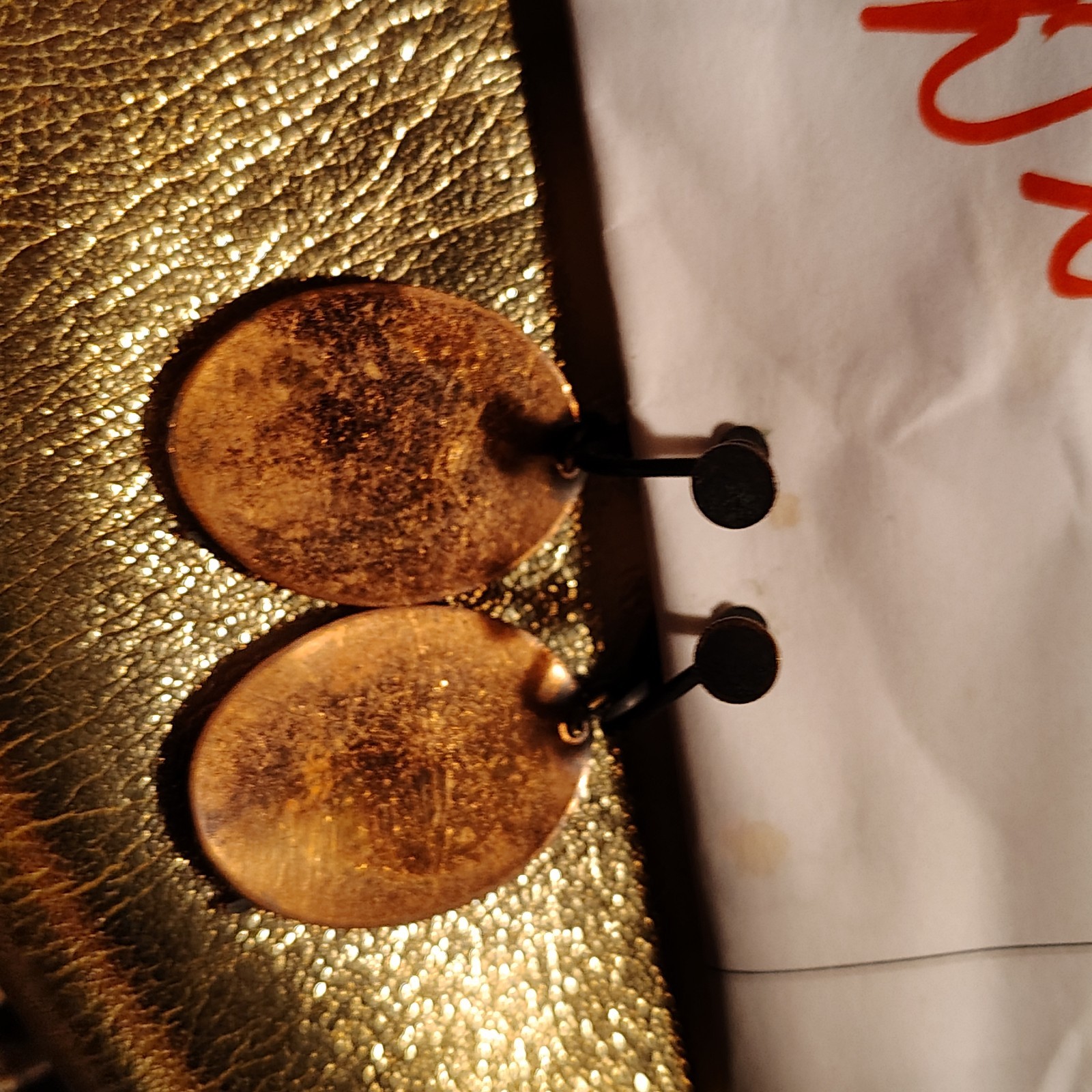 Vintage Copper Drop Screw Back Dragon Earrings