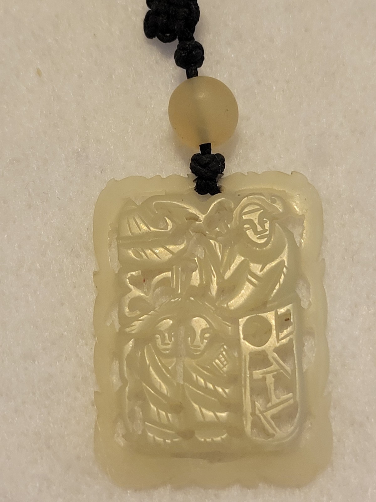 Asian Motif Necklace Carved Chinese Pendant Elegant Statement Fashion Jewelry